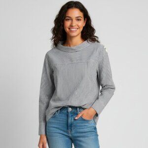 J. Crew Factory Funnel Neck Shirt Size 4 Black & White